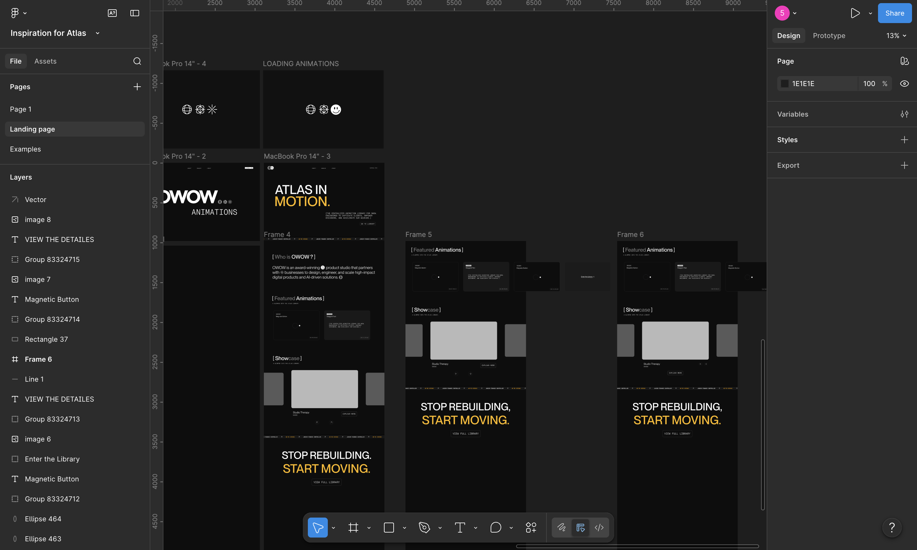 Figma wireframes for OWOW landing page