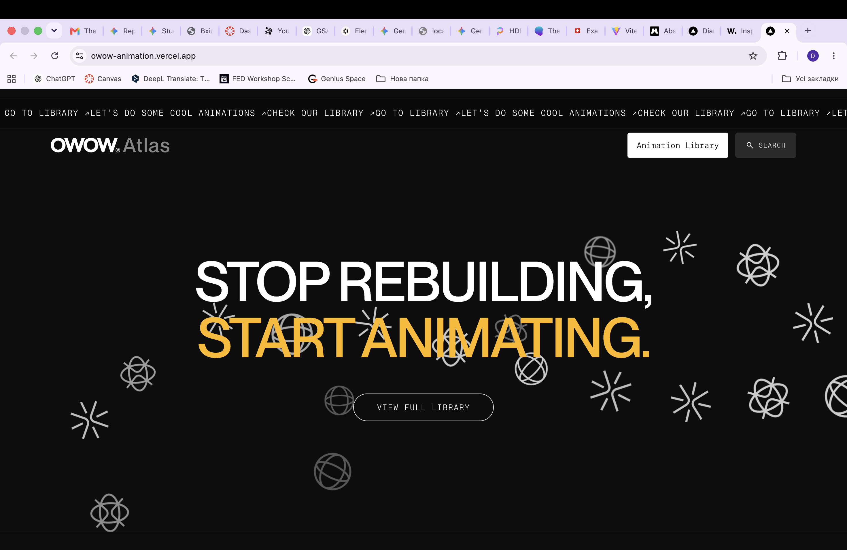 Deployed OWOW Atlas landing page